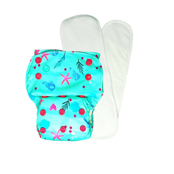Kindermum Nano Aio Cloth Diaper With 2 Organic Cloth Insert- Seashore For Kids - Distacart
