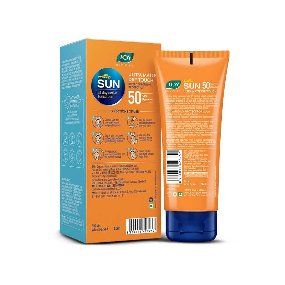 Joy Revivify Hello Sun Ultra Matte Dry Touch Sunscreen With SPF 50 - Distacart