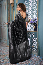 Thumbnail for DEIANA'S Beautiful Golden Jari with New Design Soft Lichi Silk Saree - Black - Distacart