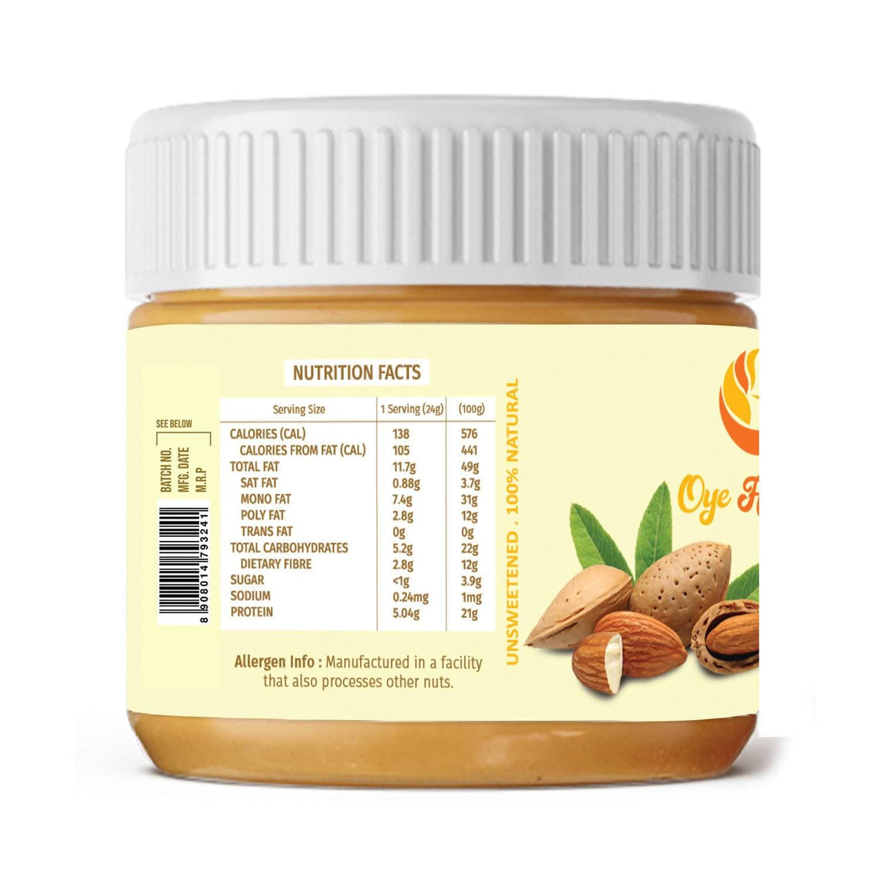 Oye Healthy Almond Butter Natural Creamy