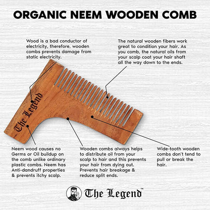 The Legend Organic Pure Neem Wood Comb For Beard Sharping - Distacart