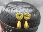 Thumbnail for Terracotta Round Earstuds With Drops-Copper And Green