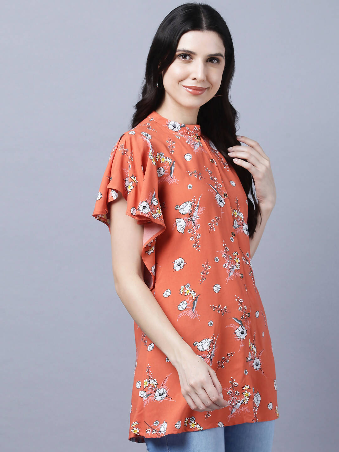 Myshka Stylish Orange Viscose Short Sleeve Women's Top - Distacart