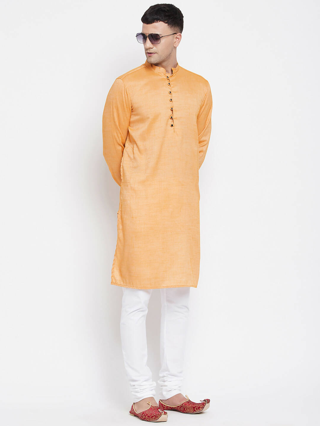 Even Apparels Yellow Rayon Men's Kurta With Band Collar - Distacart