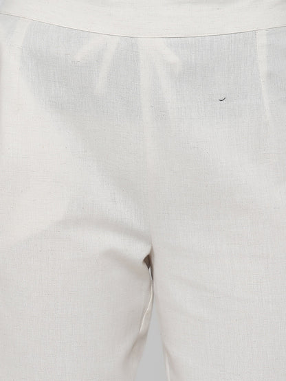 Juniper Women Offwhite Cotton Flex Solid Slim Fit Pant/Slim Pant - Distacart