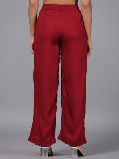 Juniper Women Maroon Rayon Palazzo - Distacart