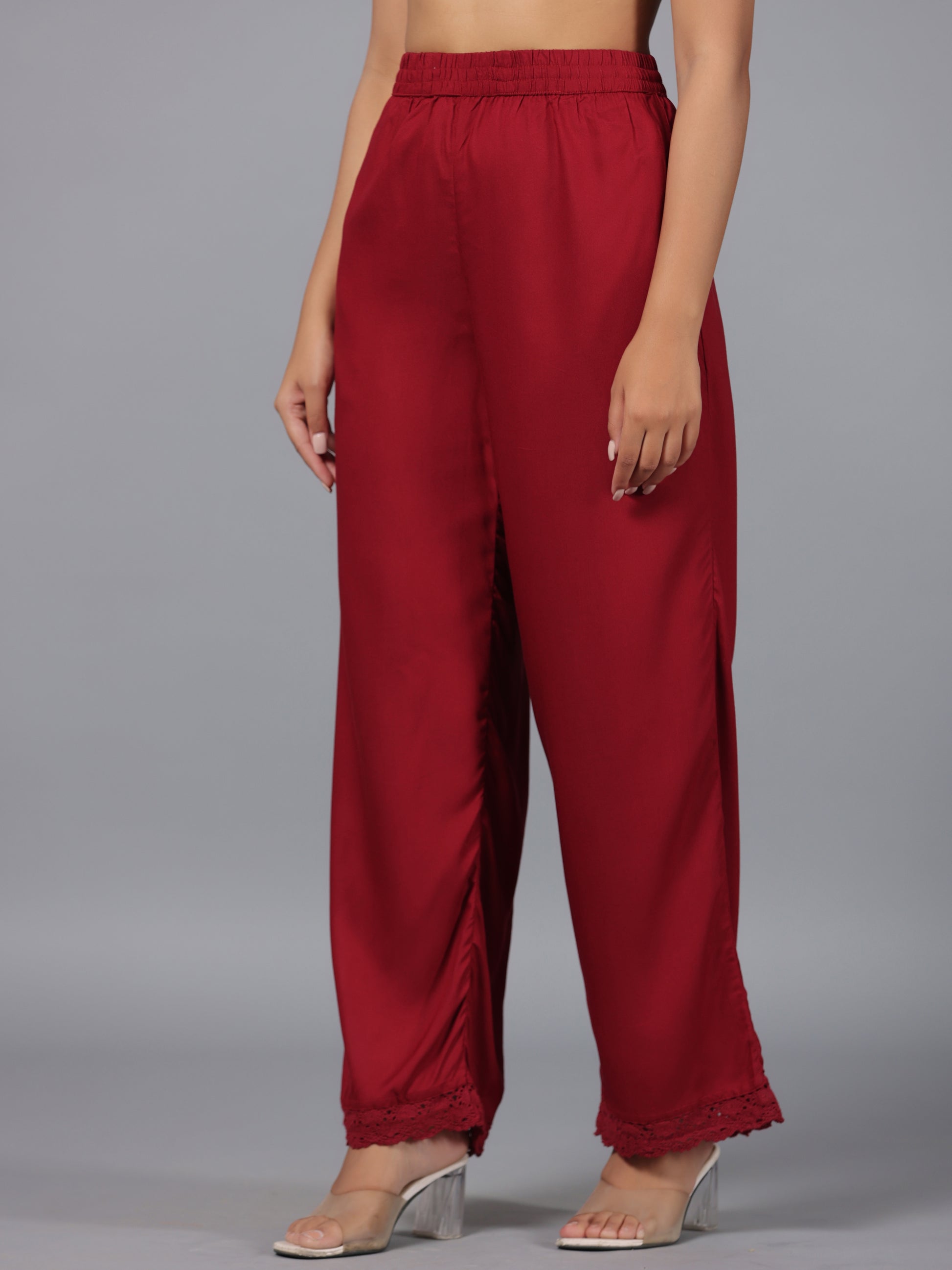 Juniper Women Maroon Rayon Palazzo - Distacart