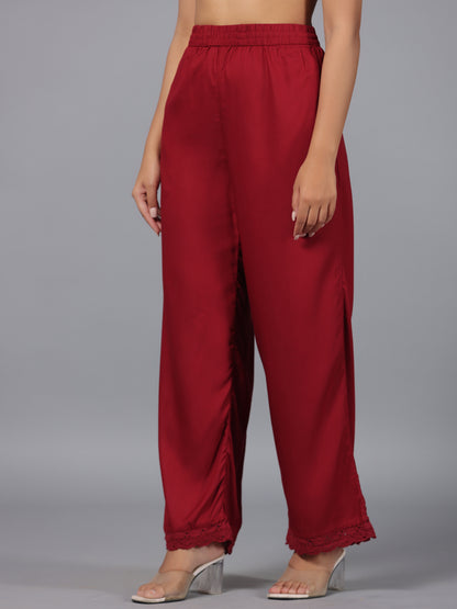 Juniper Women Maroon Rayon Palazzo - Distacart