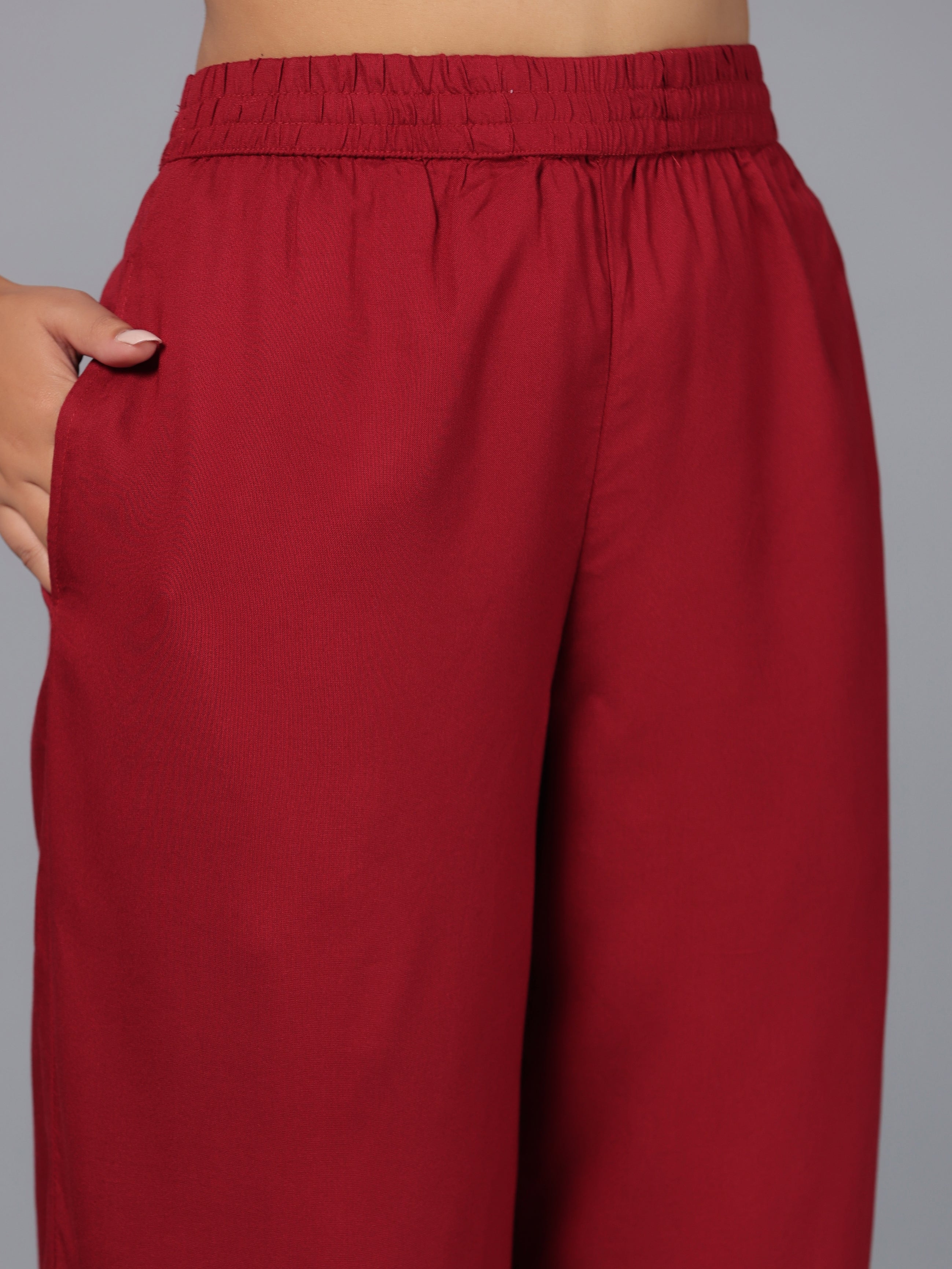 Juniper Women Maroon Rayon Palazzo - Distacart