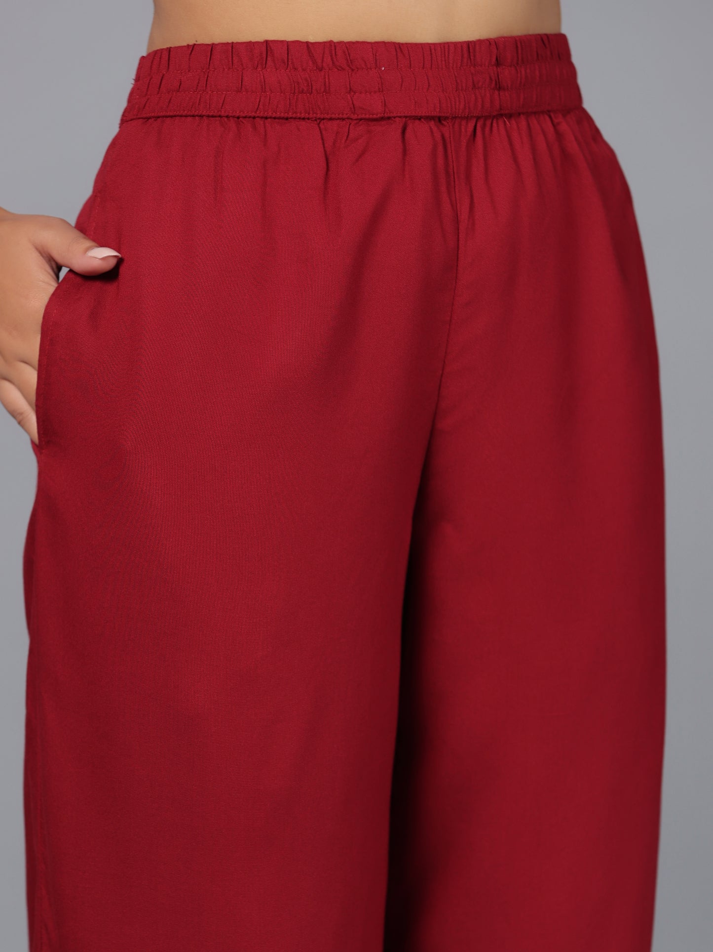 Juniper Women Maroon Rayon Palazzo - Distacart