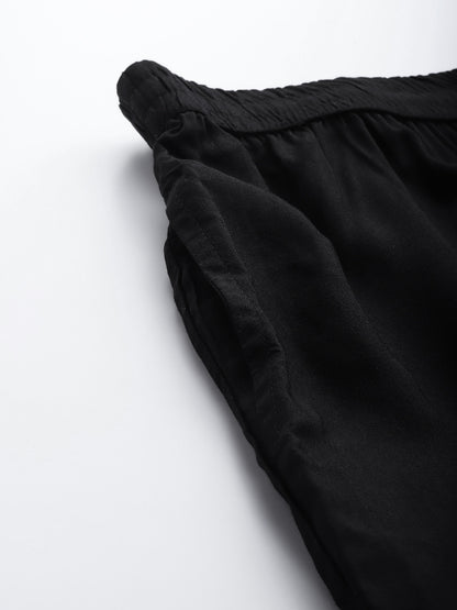 Juniper Women Black Rayon Solid Wide Leg Palazzo - Distacart