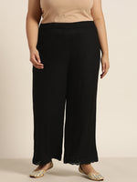 Thumbnail for Juniper Women Black Rayon Solid Wide Leg Palazzo - Distacart