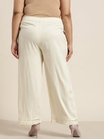 Thumbnail for Juniper Women Offwhite Rayon Solid Wide Leg Palazzo - Distacart