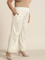 Thumbnail for Juniper Women Offwhite Rayon Solid Wide Leg Palazzo - Distacart