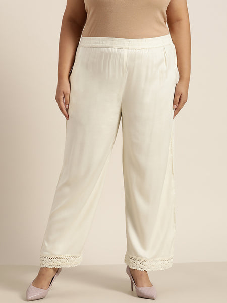 Juniper Women Offwhite Rayon Solid Wide Leg Palazzo - Distacart