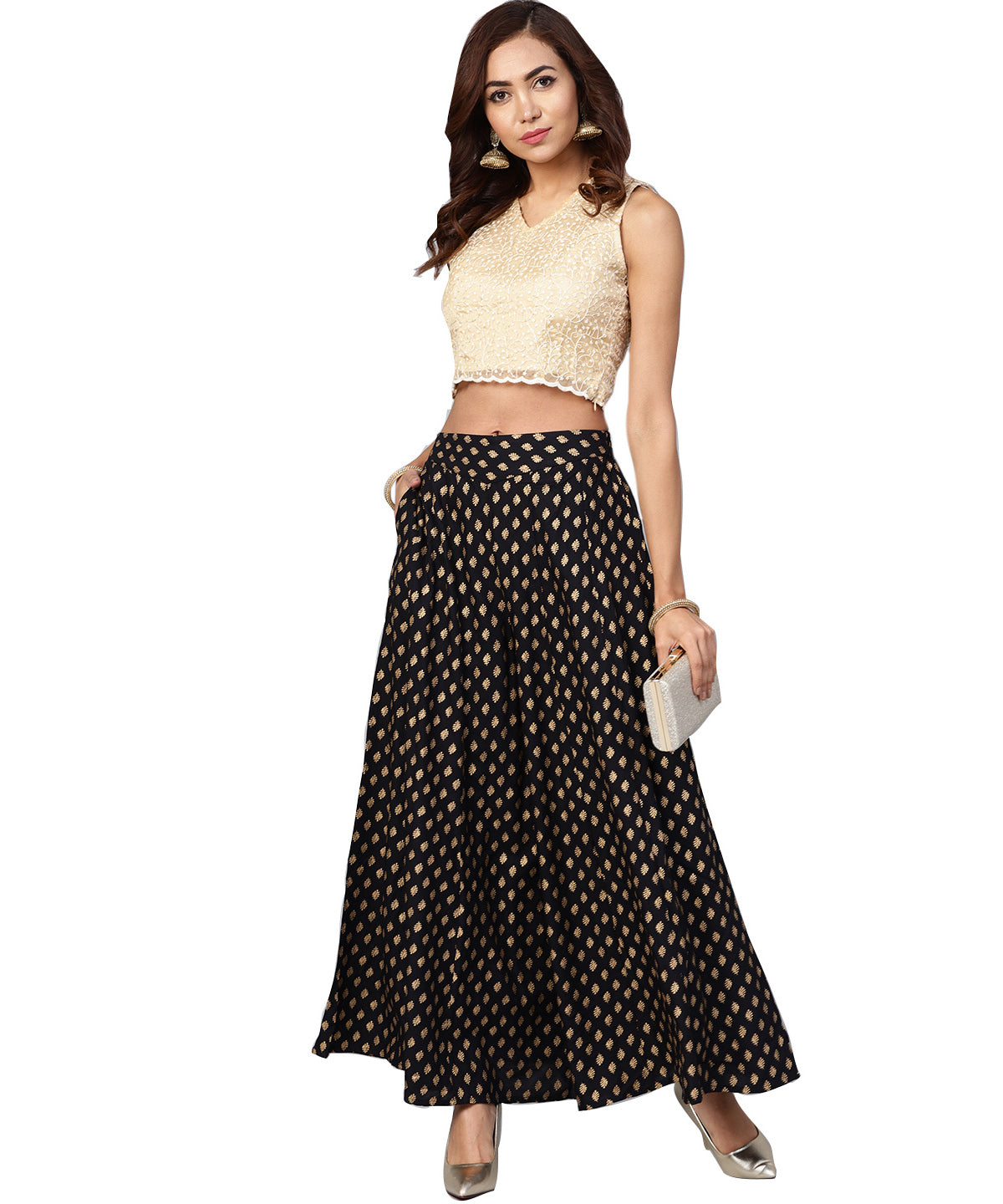 Juniper Women Black Rayon Printed Flared Palazzo - Distacart