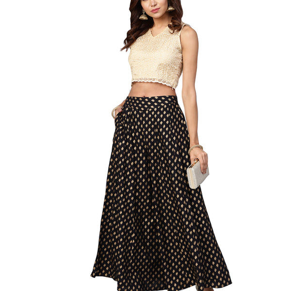 Juniper Women Black Rayon Printed Flared Palazzo - Distacart