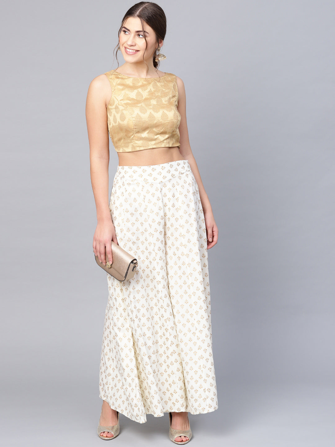 Juniper Women Offwhite Rayon Printed Flared Palazzo - Distacart