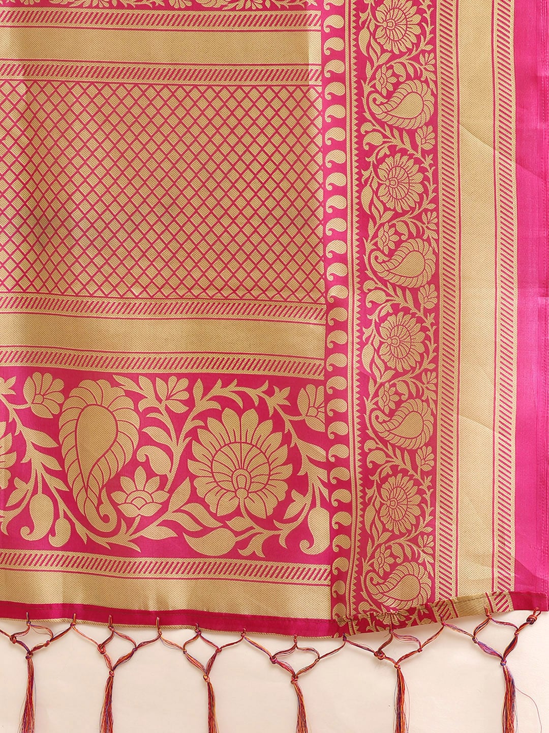 Saree Mall Pink & Blue Paisley Print Half & Half Saree - Distacart