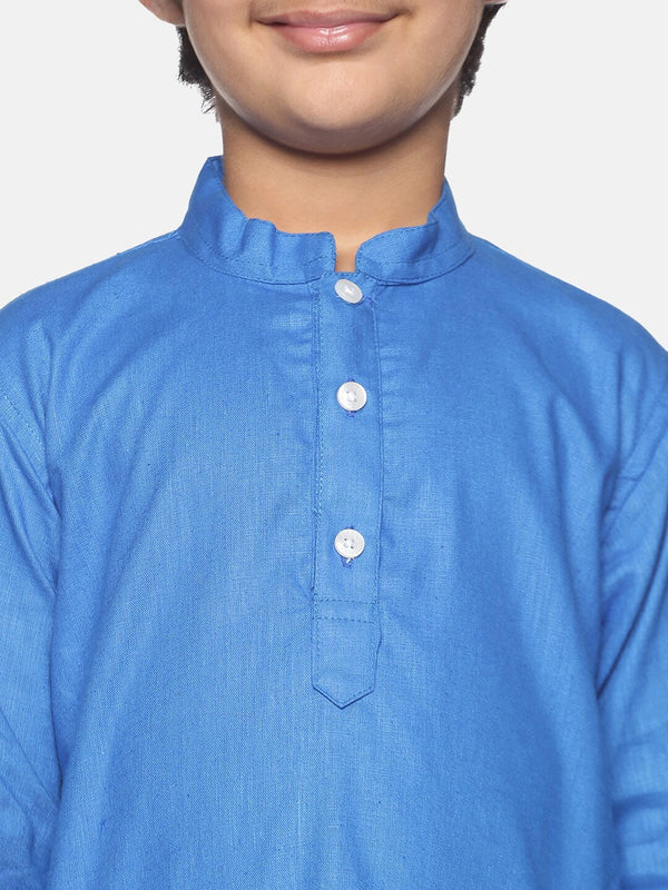 Sethukrishna Boys Blue & White Pure Cotton Kurta with Churidar - Distacart