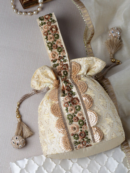 Anekaant Embellished Tasselled Potli Clutch - Distacart