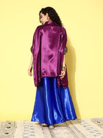 Thumbnail for InWeave Women's Wine Navy Brocade Satin Boho Blue Palazzo Set - Distacart