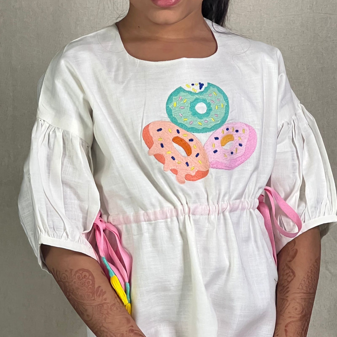 ArthLife Off-White Donuts Embroidered Dress - Distacart