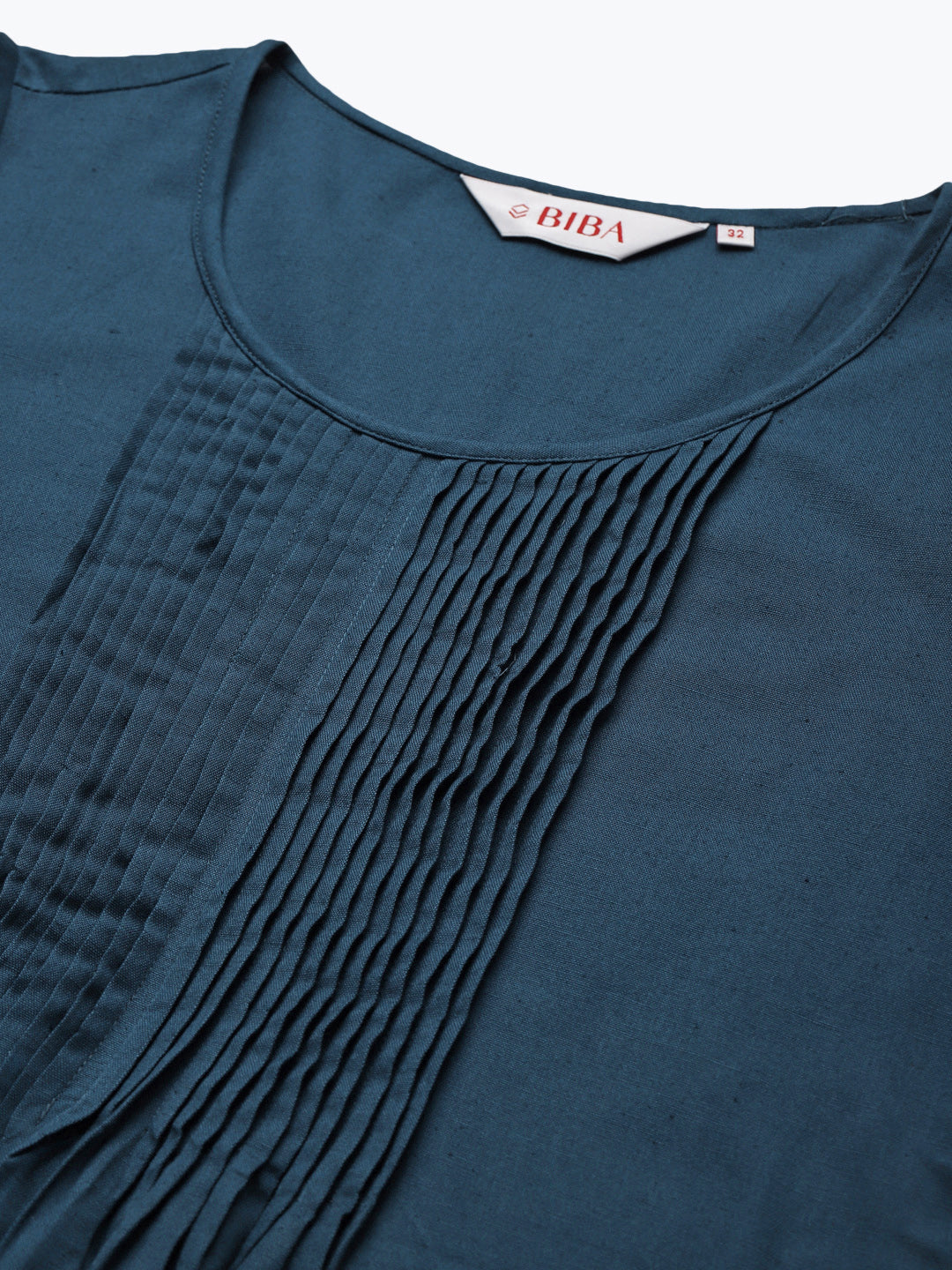 Biba Women Teal Blue Solid A-Line Kurta - Distacart