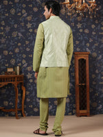 Thumbnail for House of Pataudi Straight Kurta With Pyjamas & Embroidered Sequin Work Nehru Jacket - Distacart