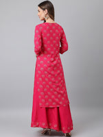 Thumbnail for Khushal K Women Pink Ethnic Motifs Printed Kurta with Skirt - Distacart