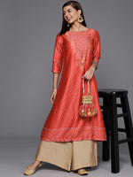 Thumbnail for Biba Women Red & Beige Ethnic Motifs Printed Kurta - Distacart