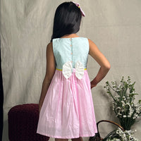 Thumbnail for ArthLife Pink And Cyan Minne Embroidered Dress - Distacart