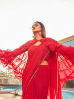 Thumbnail for Tikhi Imli Gotta Patti Saree With Ruffled cape - Distacart