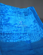 Thumbnail for Sky Blue Kalamkaari Print Munga Cotton Saree By Gayathri Reddy Designer Studio - Distacart