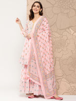 Thumbnail for Kalini Floral Printed Gotta Patti Pure Cotton Kurta with Sharara & Dupatta - Distacart