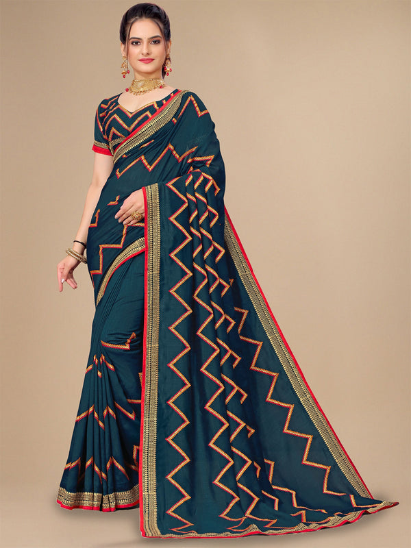 Kalini Chevron Embroidered Saree - Distacart