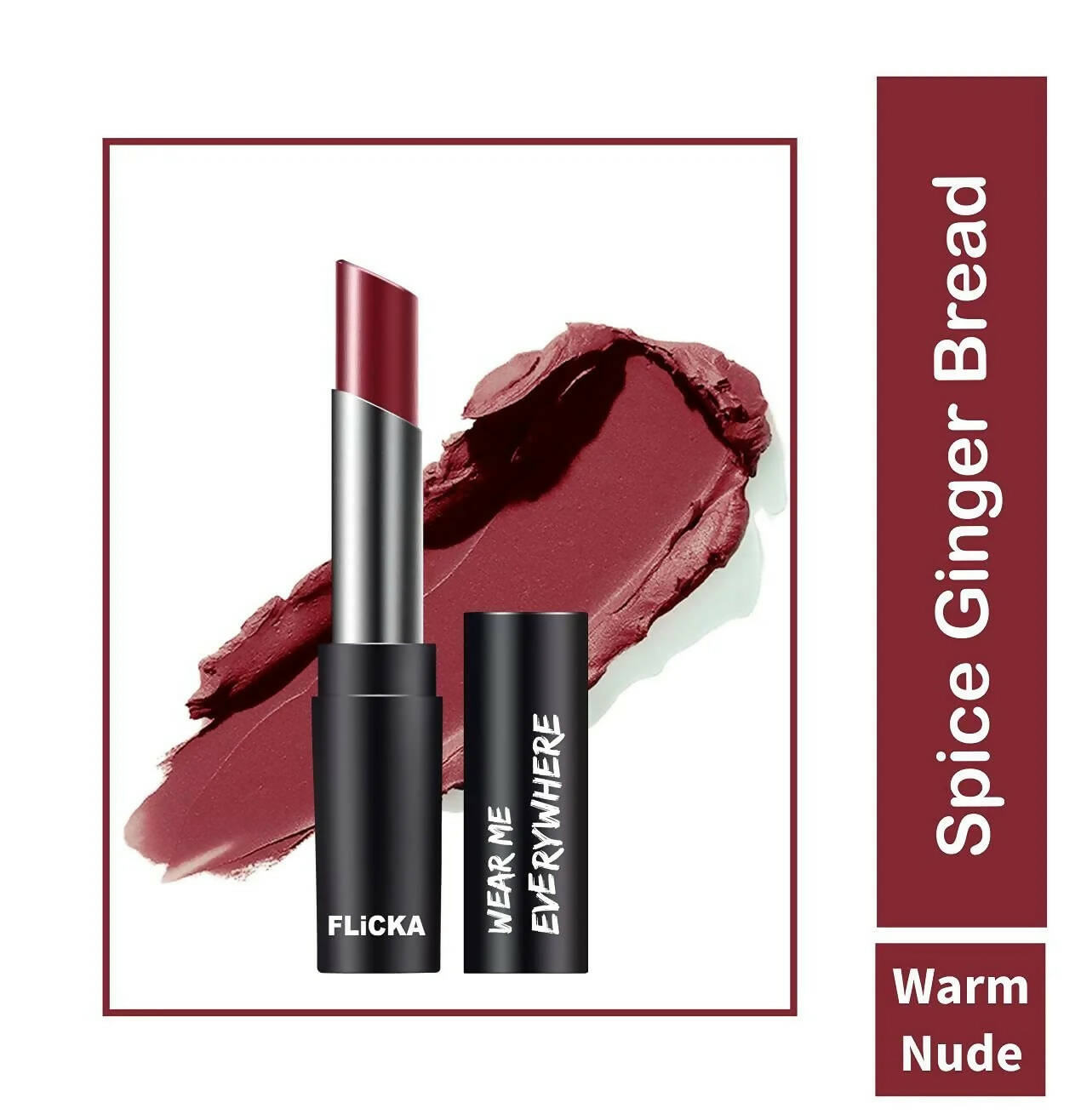 FLiCKA Wear Me Everywhere Creamy Matte Lipstick Spice Ginger Bread - Brown - Distacart