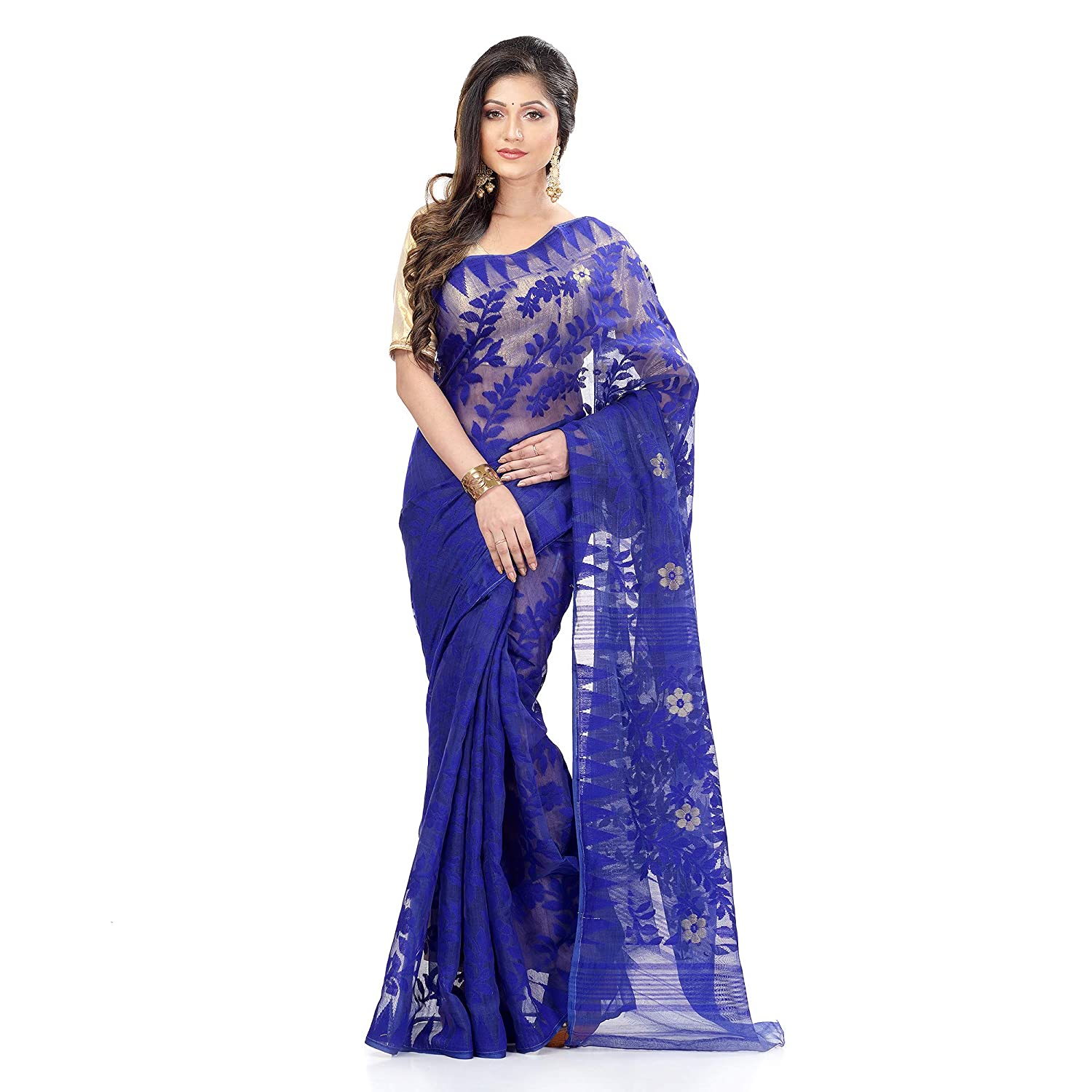 Desh Bidesh Women's Traditional Bengal Tant Handloom Dhakai Jamdani Cotton Saree - Distacart