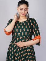 Thumbnail for Kalini Green Floral Printed Anarkali Kurta For Women - Distacart