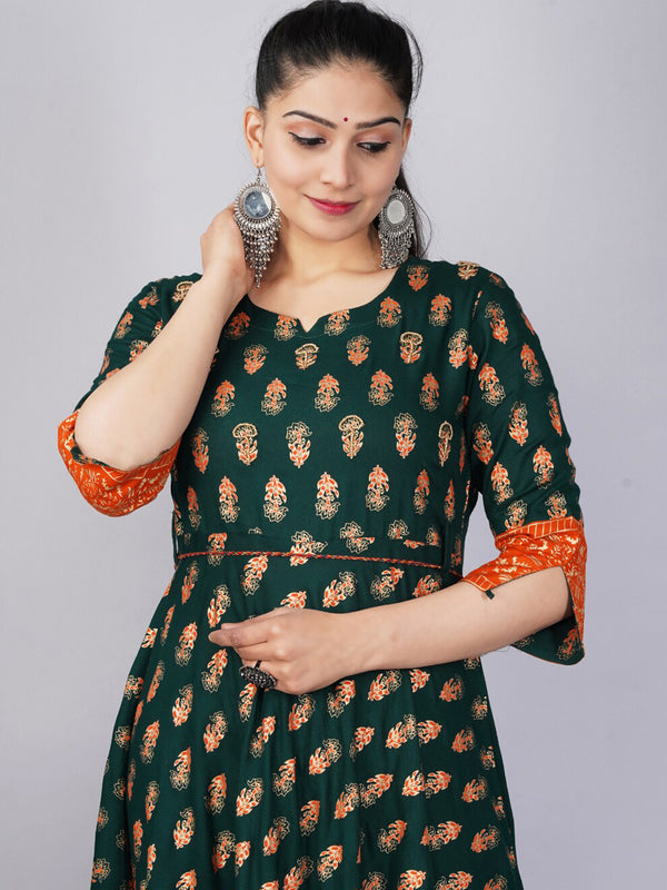 Kalini Green Floral Printed Anarkali Kurta For Women - Distacart