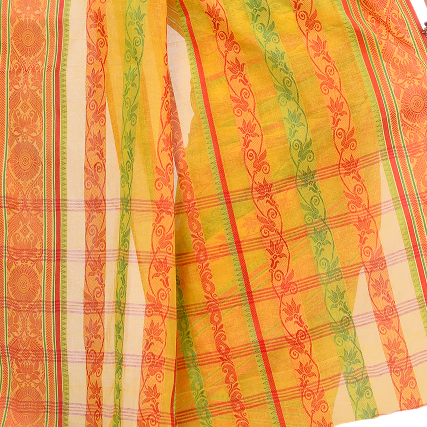 Desh Bidesh Women's Traditional Bengal Tant Pure Handloom Cotton Saree Blossom Design Without Blouse Piece - Distacart