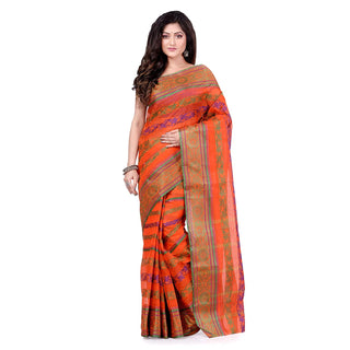Desh Bidesh Women's Traditional Bengal Tant Pure Handloom Cotton Saree Blossom Design Without Blouse Piece - Distacart