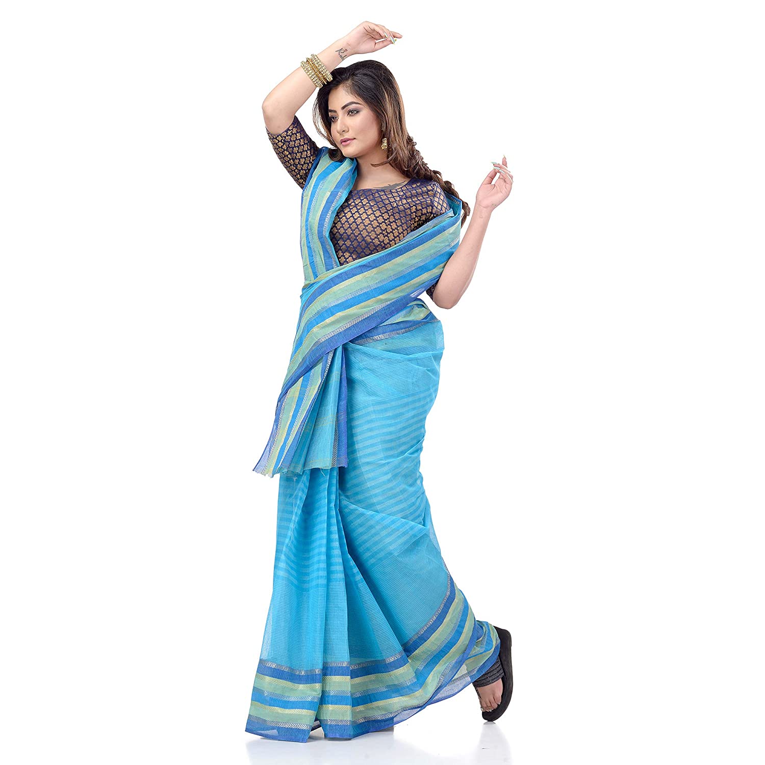 Desh Bidesh Bengal Cotton Women's Bengal Tant Khejur Chori Design Pure Handloom Cotton Saree Without Blouse Piece - Distacart