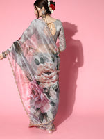 Thumbnail for Tikhi Imli Grey Saree with Zari border - Distacart