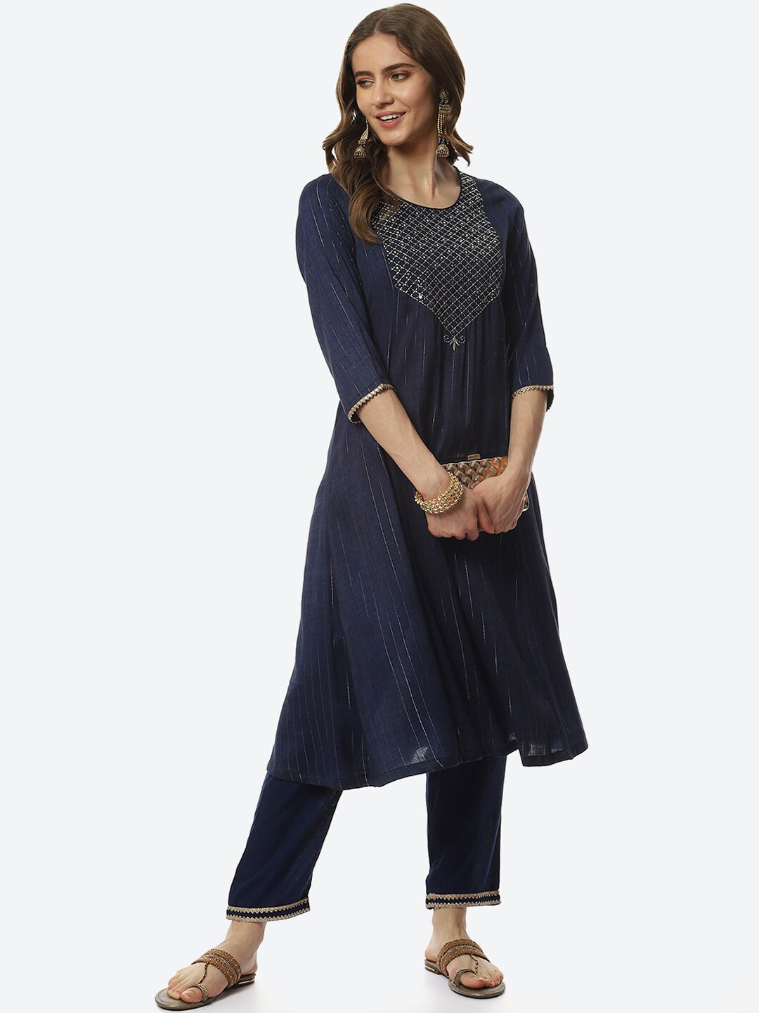 Biba Women Embroidered Kurta with Trousers - Distacart