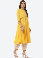 Thumbnail for Biba Women Yellow Ethnic Motifs Pleated Kurta with Salwar & Dupatta - Distacart