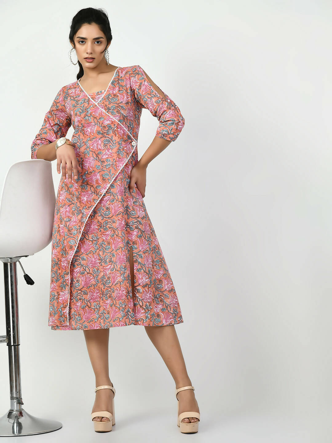 Myshka Women's Multi Floral Printed A-Line Dress - Distacart