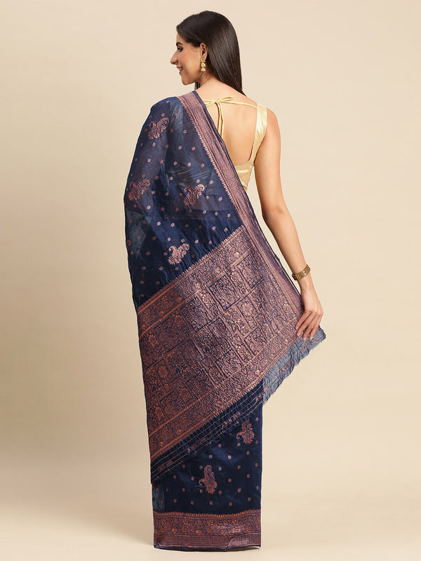 Kalini Ethnic Motifs Woven Design Zari Organza Saree - Distacart