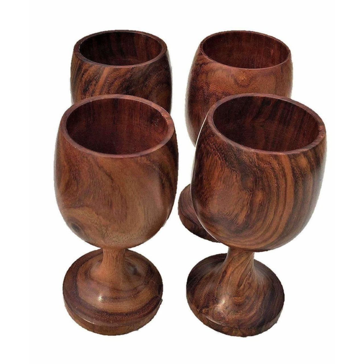 Handmade Sheesham Wooden Glass - Set of 6 - Distacart