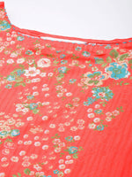 Thumbnail for Biba Women Peach-Coloured Floral Yoke Design Pure Cotton Kurta with Palazzos - Distacart